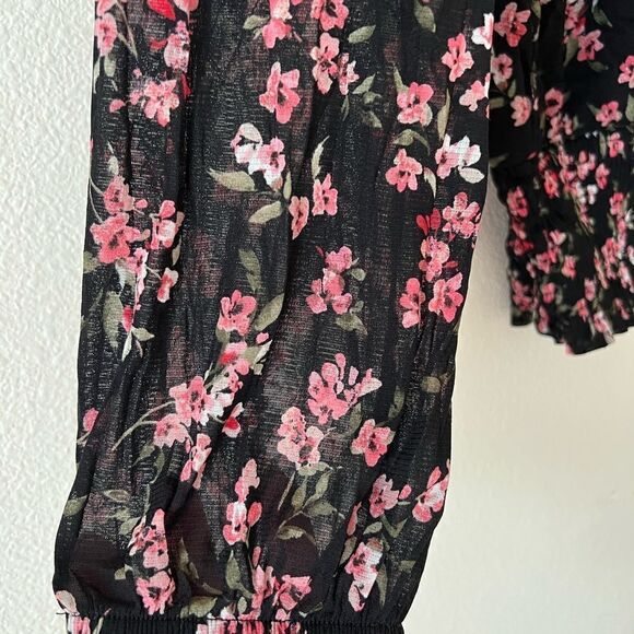 INC Long Sleeves Women Mesh floral blouse M - Picture 2 of 6